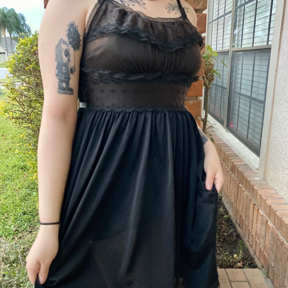 Brown & Black Laced Lingerie Slip Dress